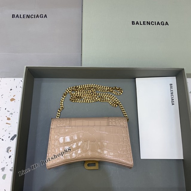 Balenciaga專櫃爆款鱷魚紋迷你女士肩背包 巴黎世家沙漏鏈條斜挎包 fyj1859